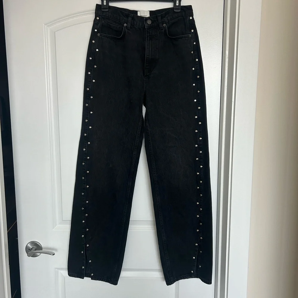 Reformation Cary Studded High Waist Slouchy Wide Leg Jeans - Picture 6 of 8